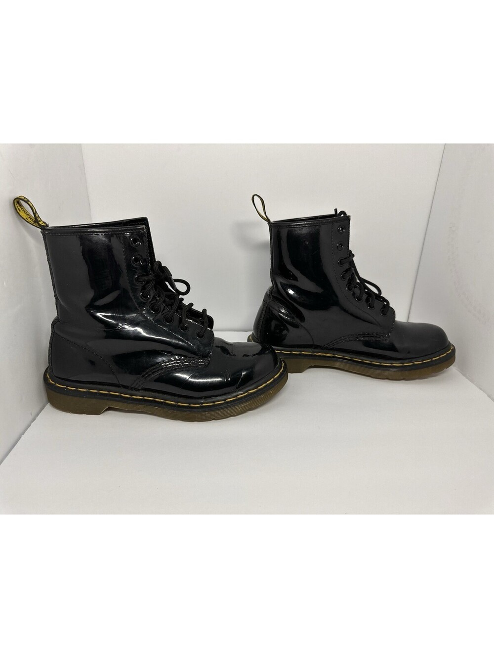 Dr Martens 1460 Patent Leather Lace Up Combat Boots Black Womens US 7 - Picture 3 of 6
